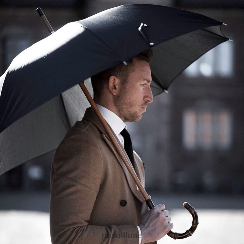 مظلة | 476f oxf-18 b - مظلة أكسفورد سوداء بمقبض من الخيزران PASOTTI Z446V101